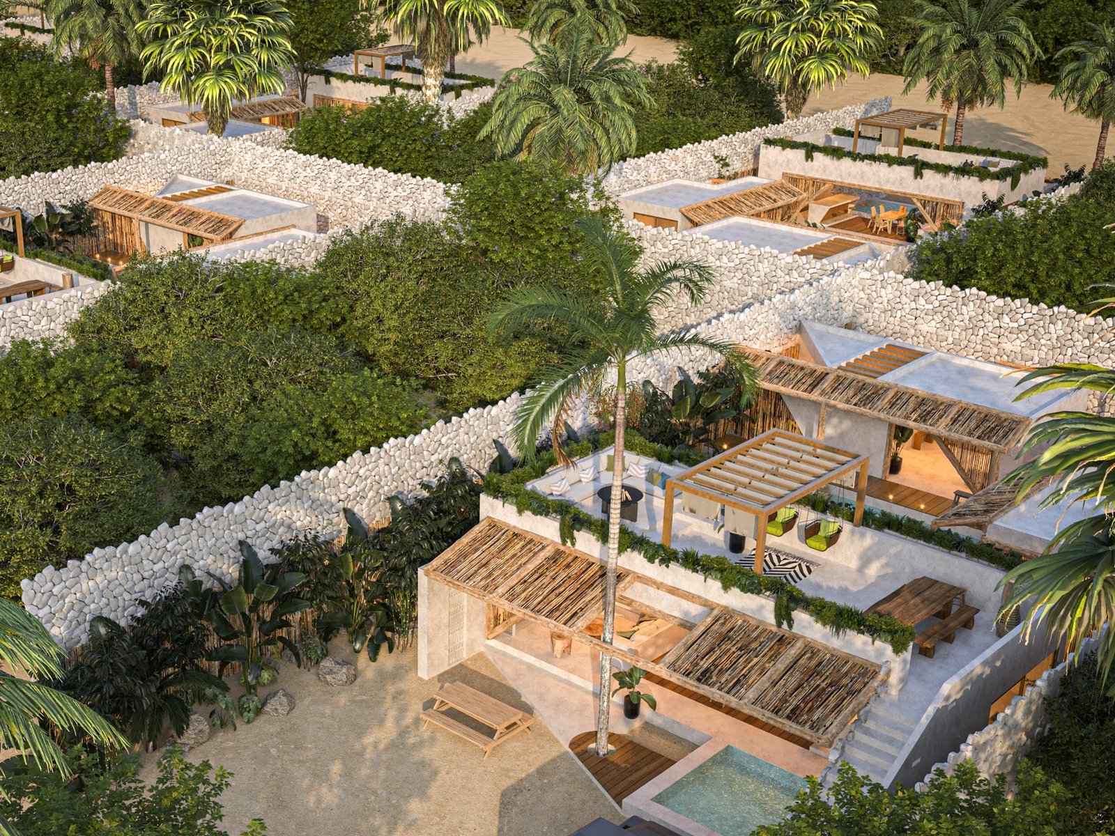 Foto render del desarrollo de bienes raices Aldea Sisal en Yucatan