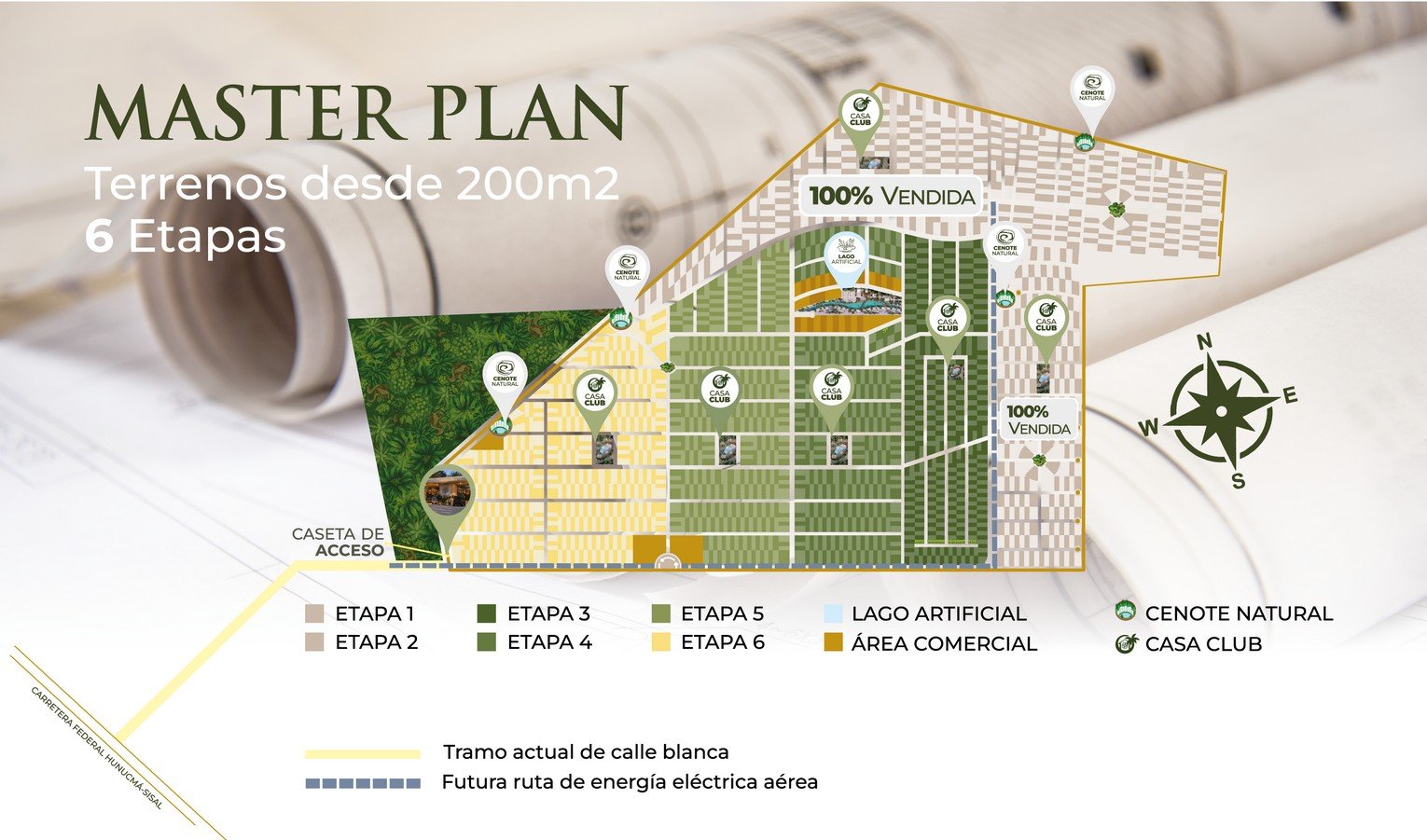 Master Plan terrenos ecourbanizados en la carretera a 8 km de Sisal