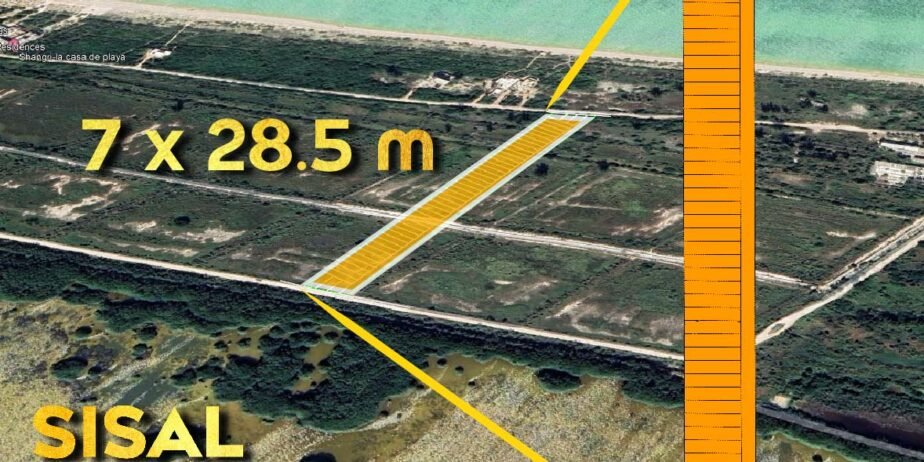 Terrenos 7×28.5m 200m² $750,000.°° MXN escrituración inmediata en Sisal Yucatán, (Financiamiento a 12 meses con 20% de enganche, costo total $900,000.°° MXN) segunda fila de playa a 100  metros del mar, acceso a playa publica