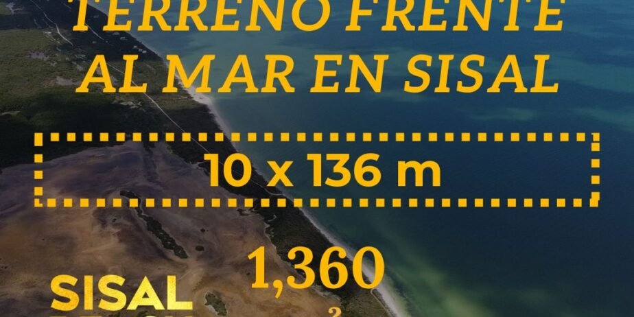 Terreno 10x136m en Sisal Yucatán (1,360m²) $4,500,000.°°MXN