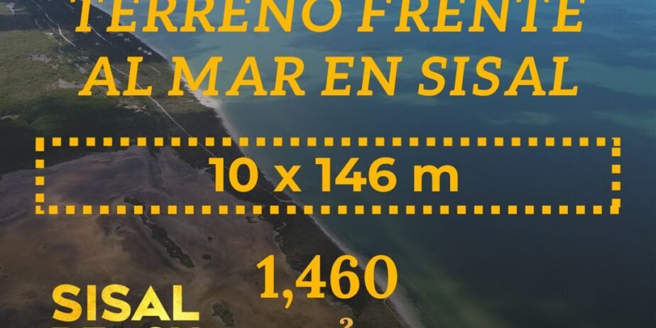 Terreno frente al mar en Sisal Yucatán 10x146m (1,460m²) $6,600,000.°°MXN