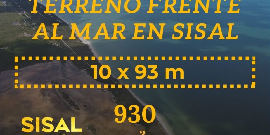 Terreno frente al mar en Sisal Yucatán 10x93m (930m²) $4,500,000.°°MXN
