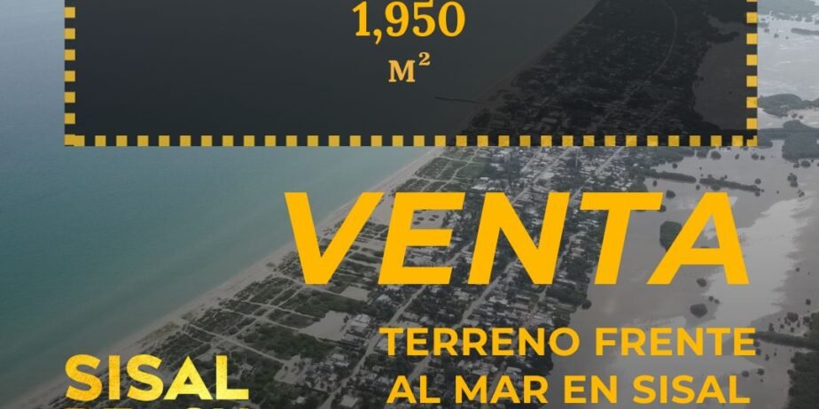 Terreno en venta frente al mar en Sisal Yucatán 15x130m (1,950m²) $9,405,000.°° MXN