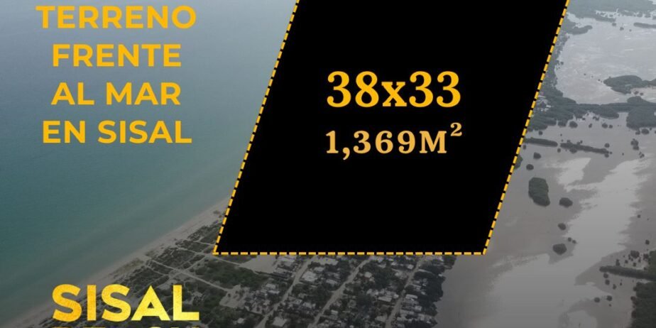 Terreno en venta en Sisal Yucatán 38x33m (1,369m²) $4,791,500.°°MXN  en avenida importante ideal para uso comercial