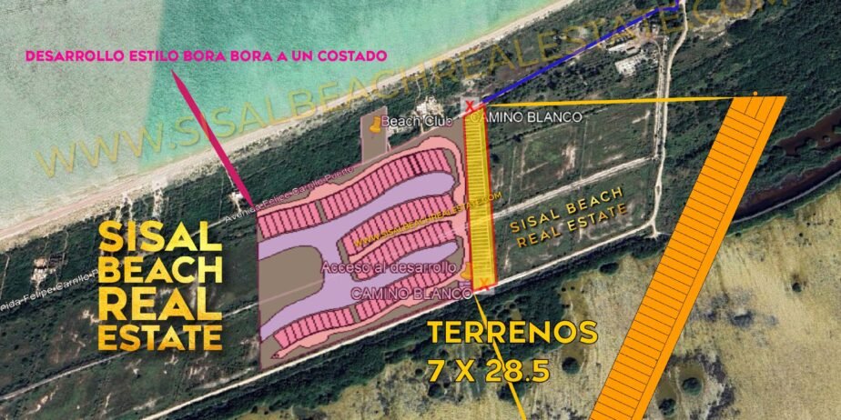 Terrenos 7x28m 196m² $671,000.°°MXN / $750,000.°°MXN Financiamiento disponible 24 meses, escrituración inmediata en Sisal Yucatán, segunda fila de playa a 100  metros del mar, acceso a playa publica cerca