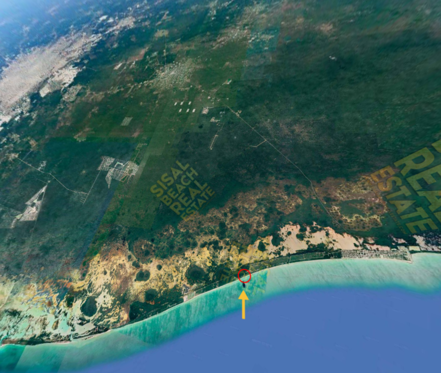 Terreno en venta frente al mar en Sisal Yucatán | 20x190m | 
